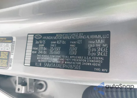 2023 Hyundai Tucson Se z USA, uszkodzony, nr VIN 5NMJA3AE1PH287503